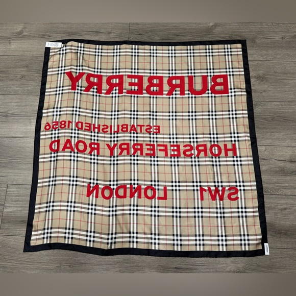 Burberry Horseferry Print Vintage Check Silk Square Scarf - Picture 8 of 8